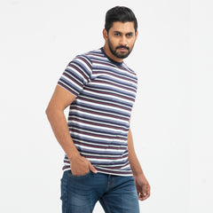 Cotton Comfort Stripe T-shirt - Navy & White