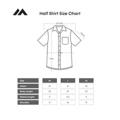 Printed linen Half Shirt - Navy
