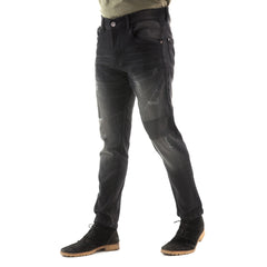 Stretchable Vintage Semi Fit Jeans Pant - Metal Black