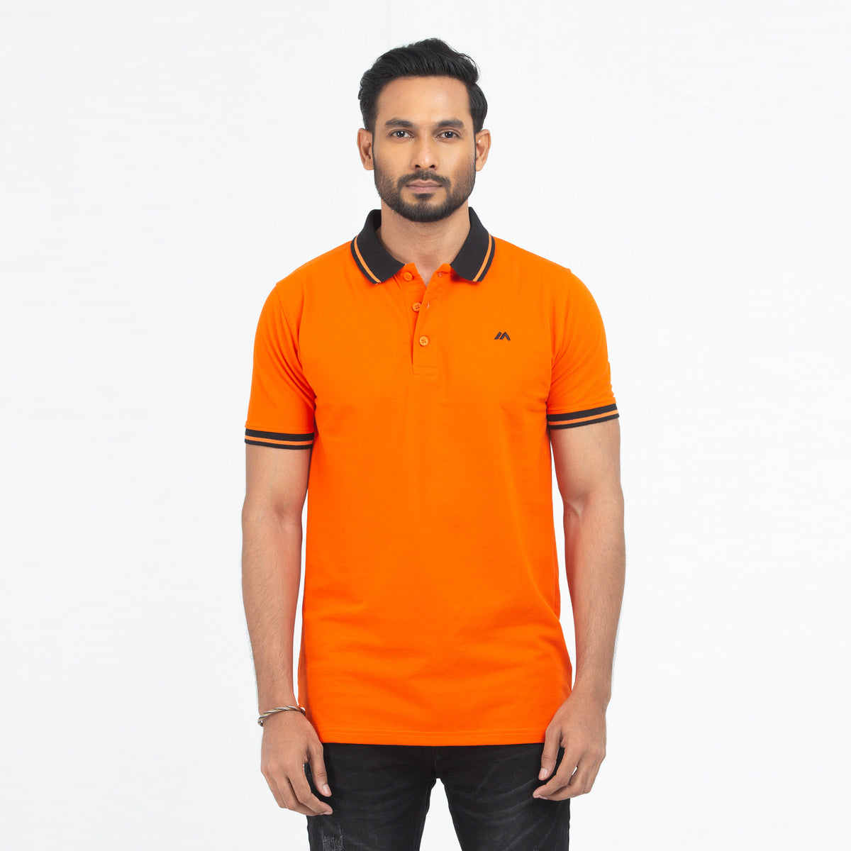 Cozy Pique Half Sleeve Polo Shirt - Orange
