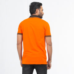 Cozy Pique Half Sleeve Polo Shirt - Orange