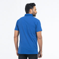 Woven Collar Solid Polo - Royal Blue