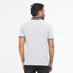 Stripe Polo Shirt - Navy & White