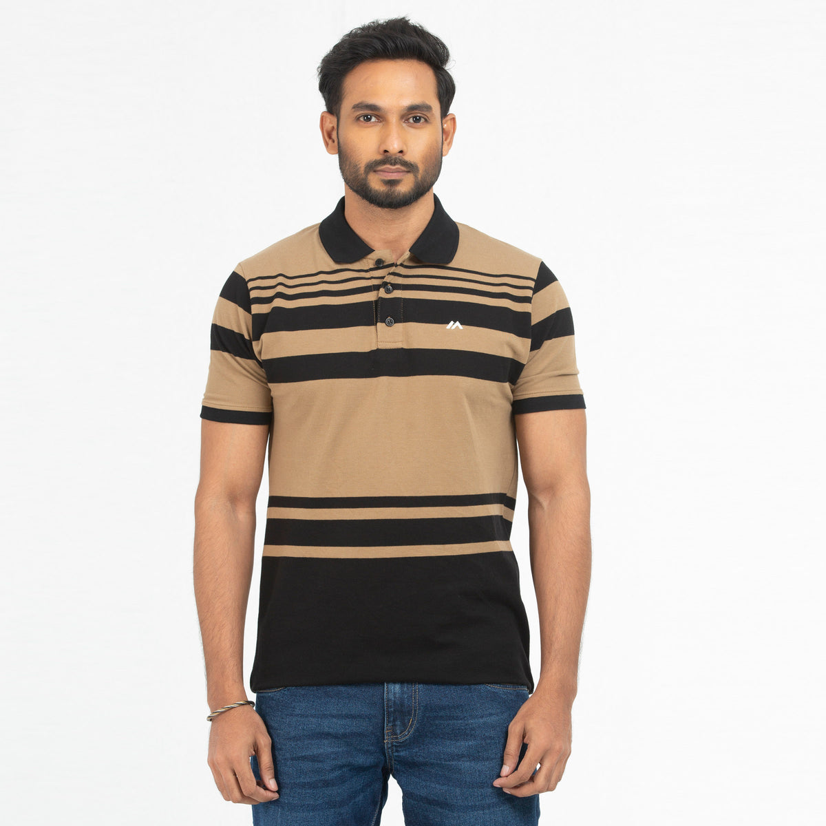 Stripe Polo Shirt - Cream & Black