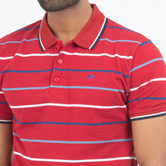Stripe Polo Shirt - Devil Red