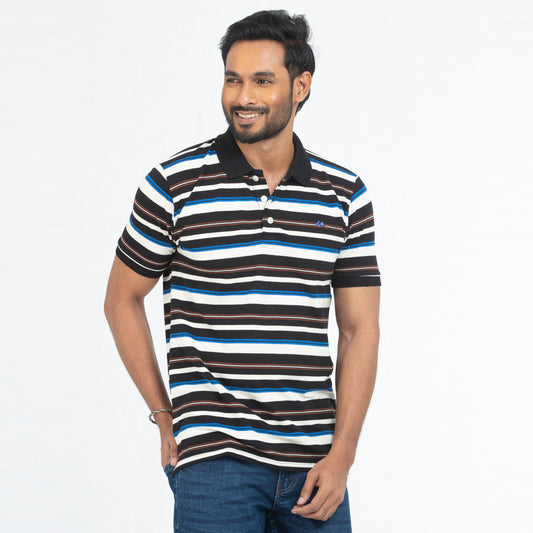 Stripe Polo Shirt - Black & White