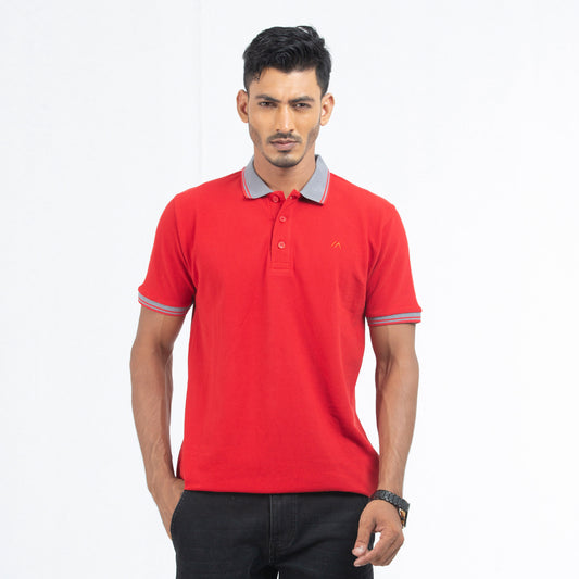 Cozy Pique Half Sleeve Polo Shirt - Devil Red