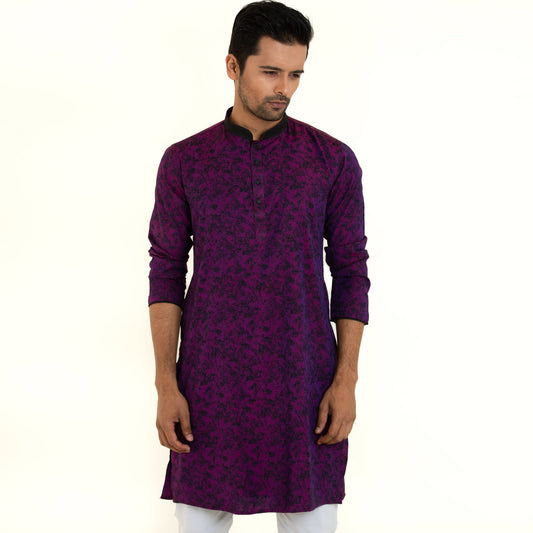 Semi Fit Casual Panjabi- Violet - Masculine