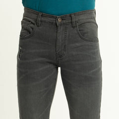 Stretchable Vintage Semi Fit Jeans Pant - Ash Black