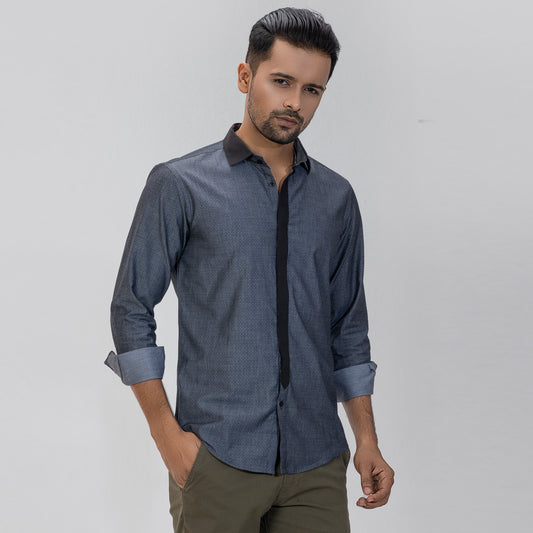 Smart casual full shirt- Charcoal - Masculine