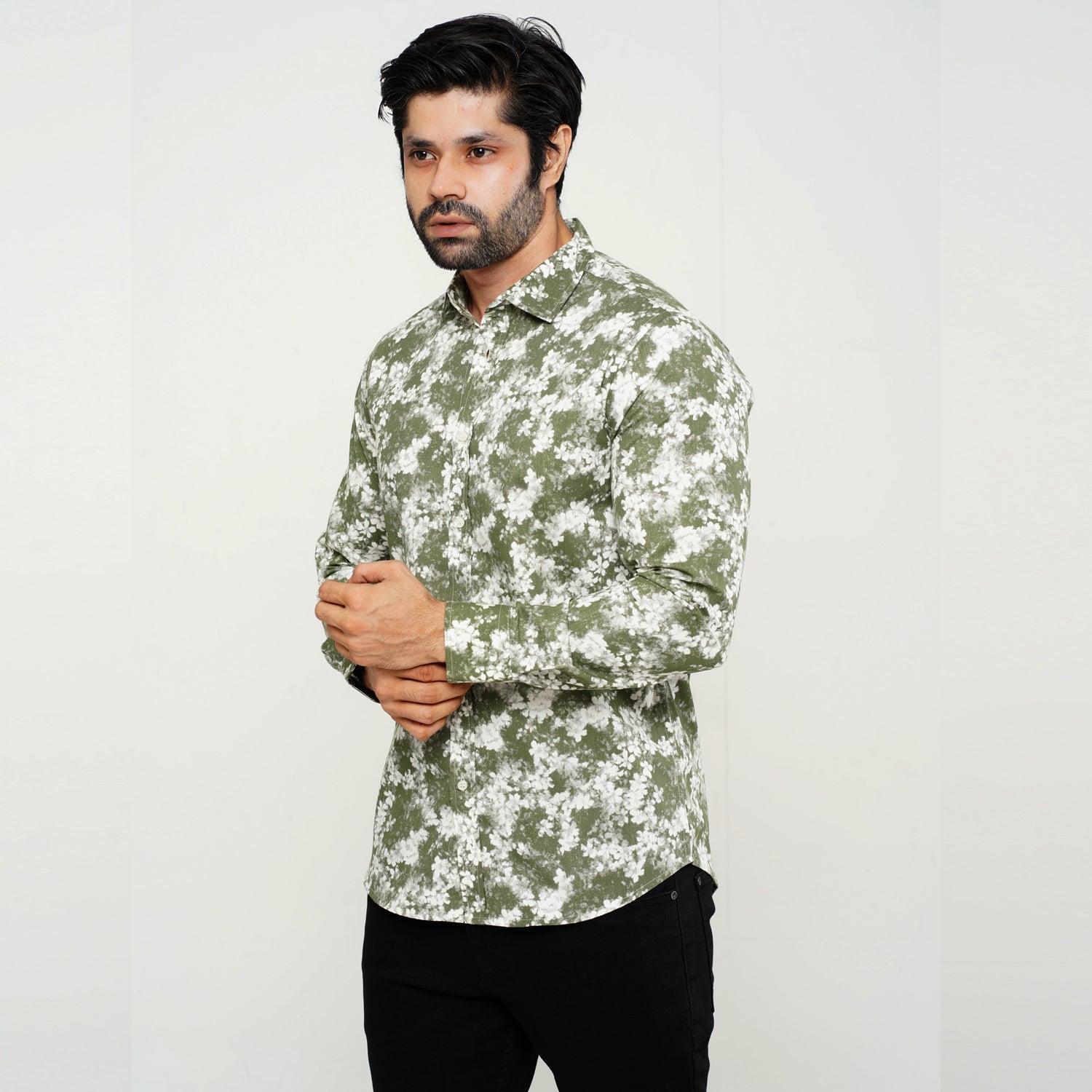 Printed Casual Full shirt - Green Leaf