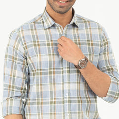 Smart casual check shirt- Sky & Olive
