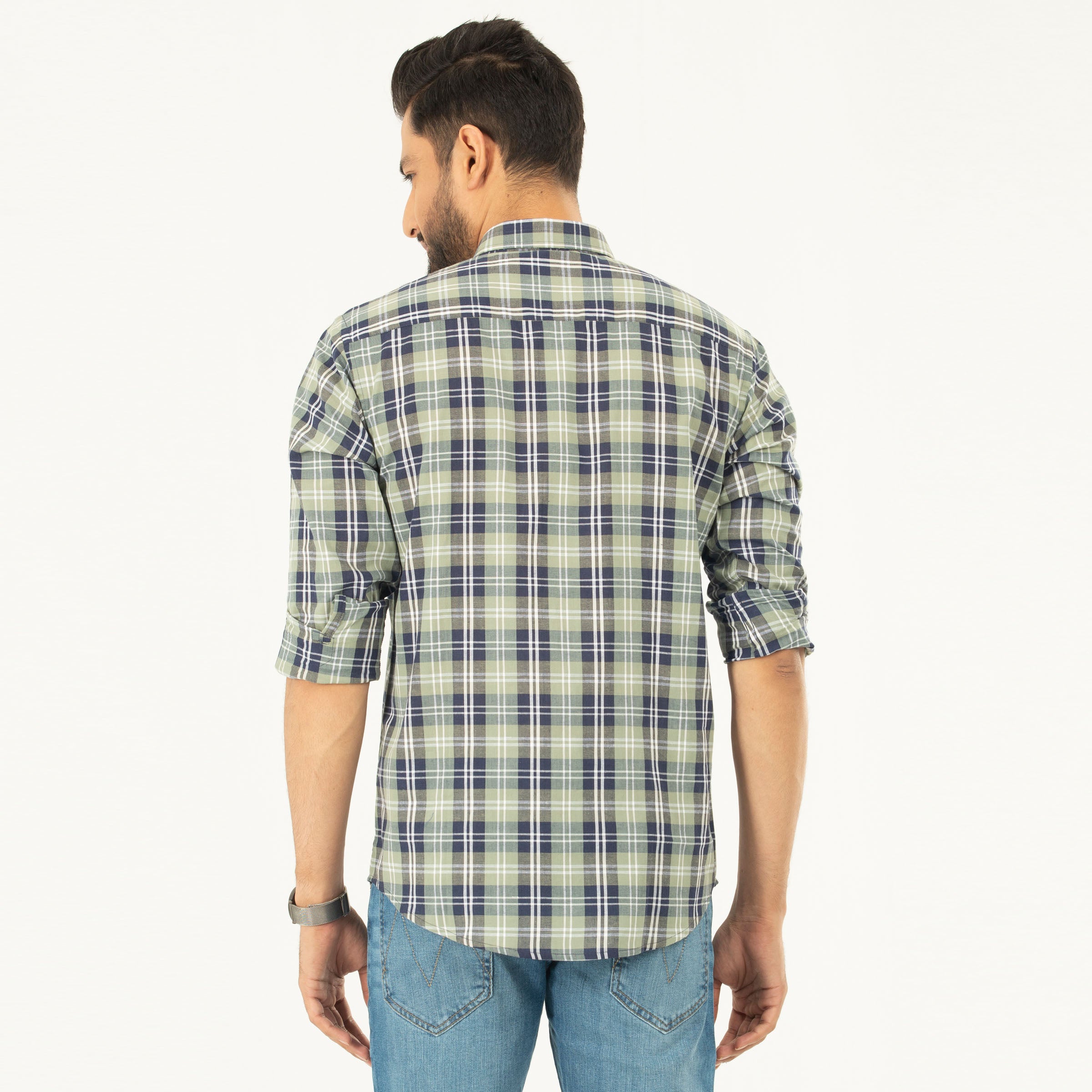 Smart casual check shirt - Olive & Navy