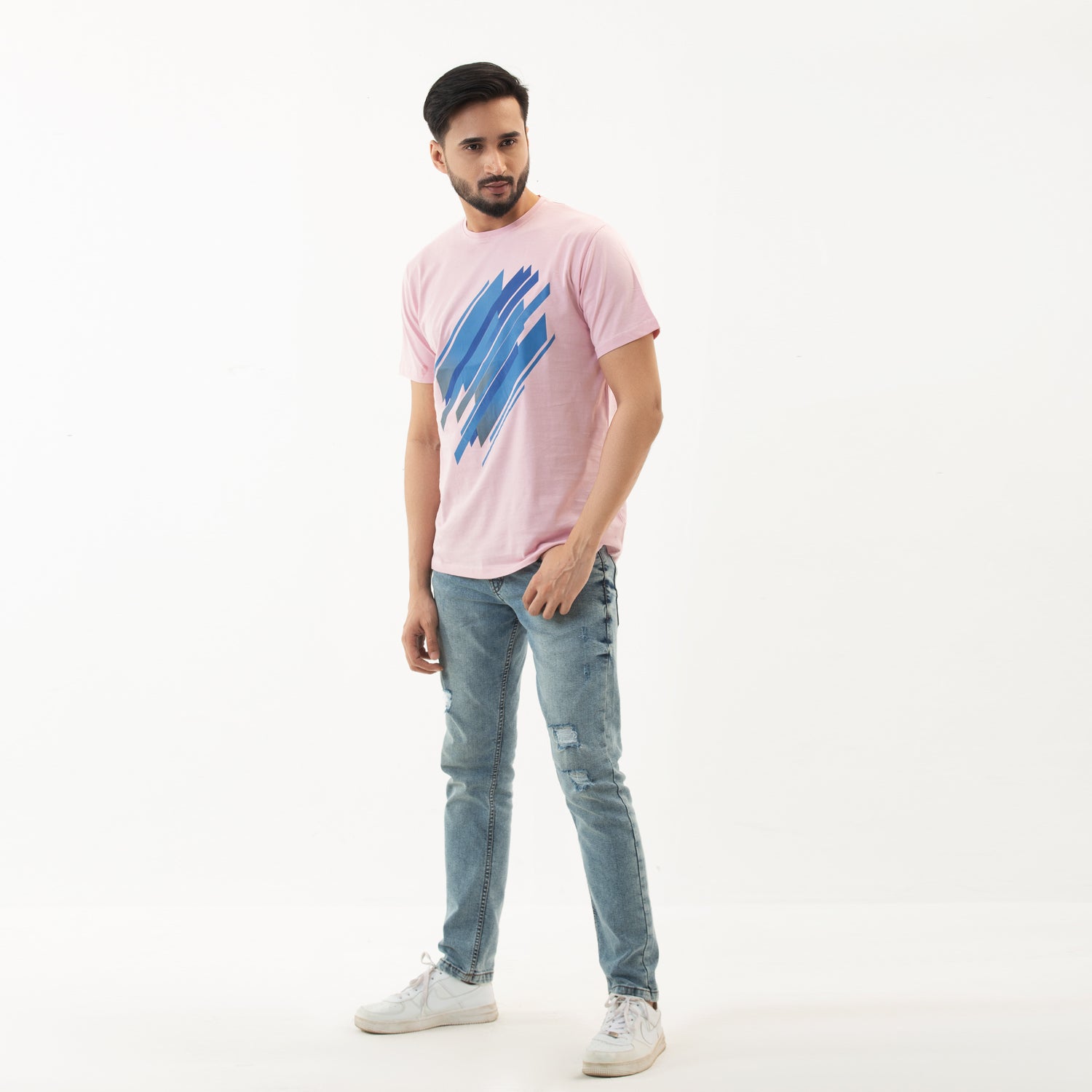 Printed Graphic T-shirt- Pink - Masculine