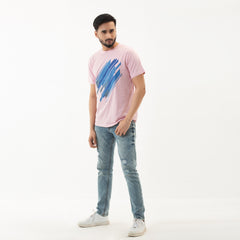 Printed Graphic T-shirt- Pink - Masculine