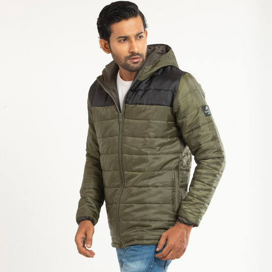 QUILTED HEAVY JACKET - Olive