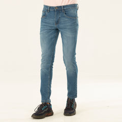 Stretchable Vintage Semi Fit Jeans Pant - Mid Blue