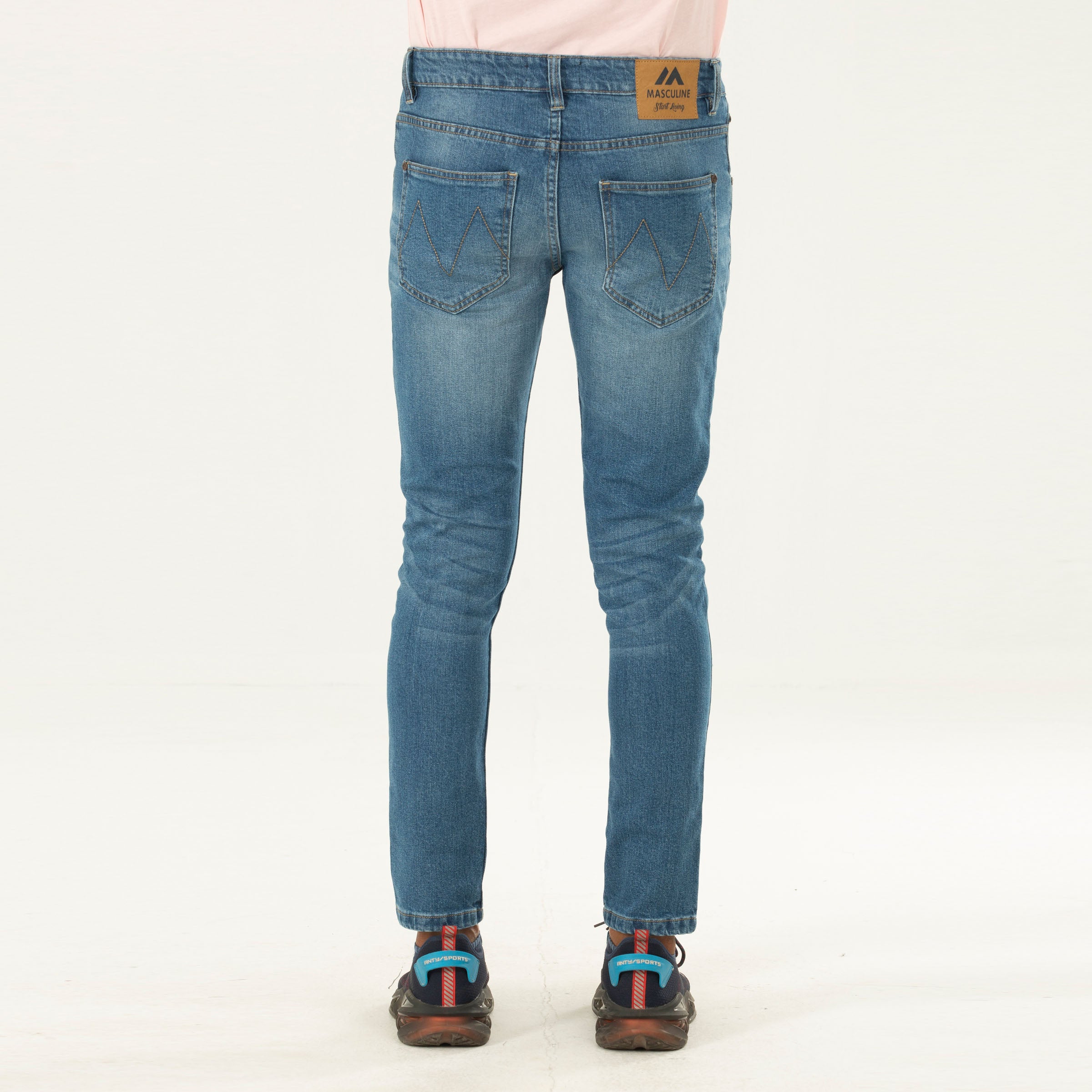 Stretchable Vintage Semi Fit Jeans Pant - Mid Blue