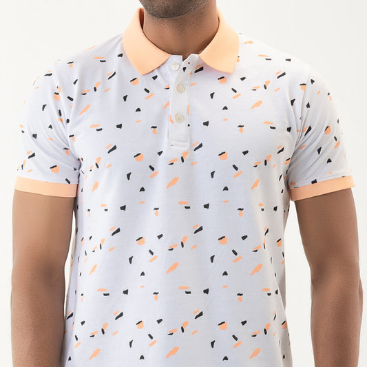 Printed polo- White - Masculine
