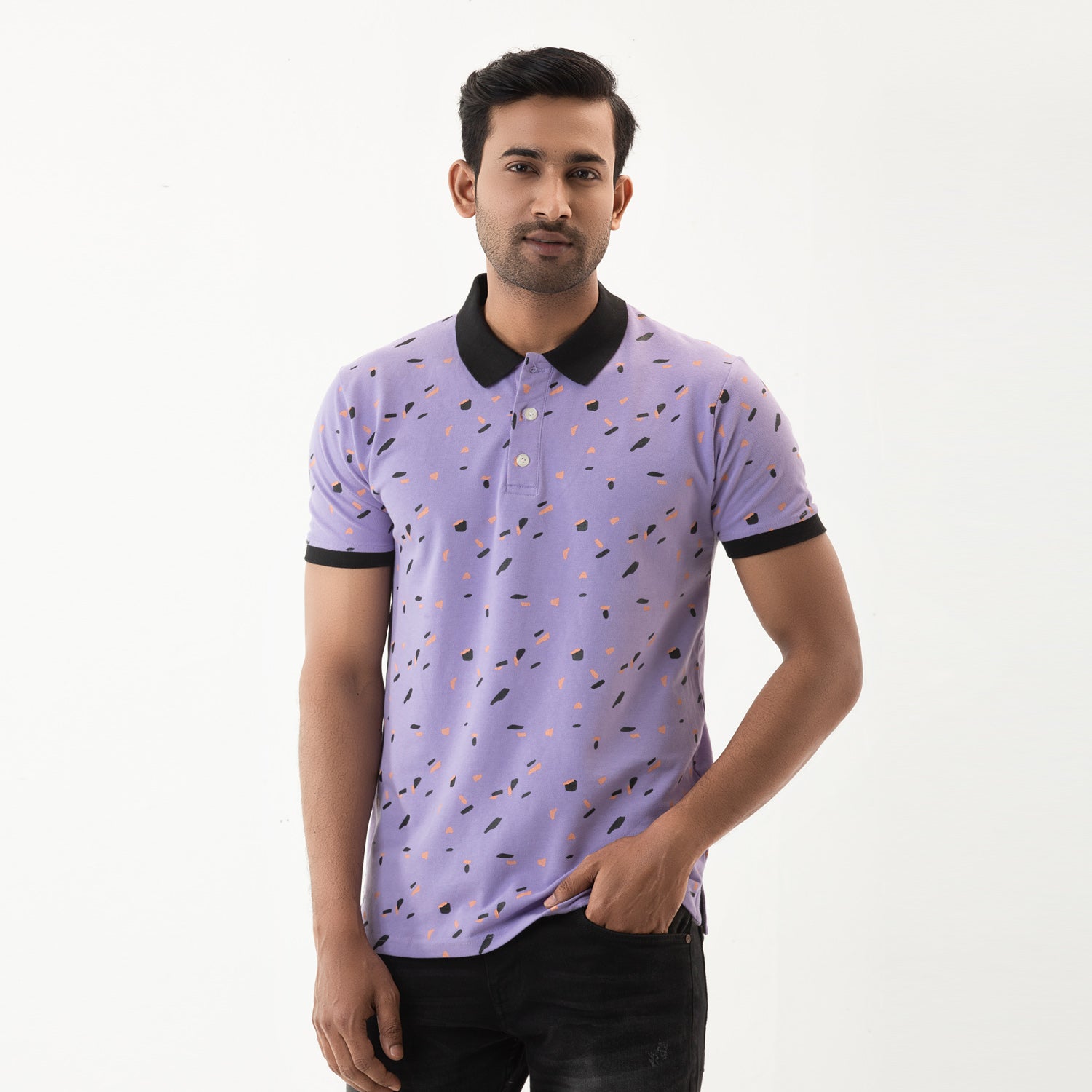 Printed polo- Purple - Masculine