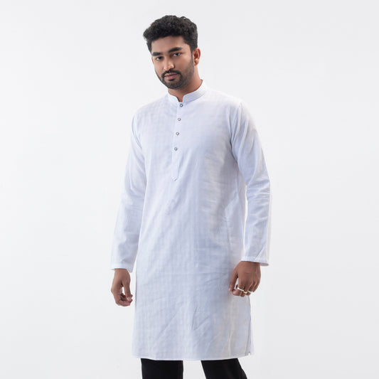 Semi Fit Casual Panjabi-White - Masculine