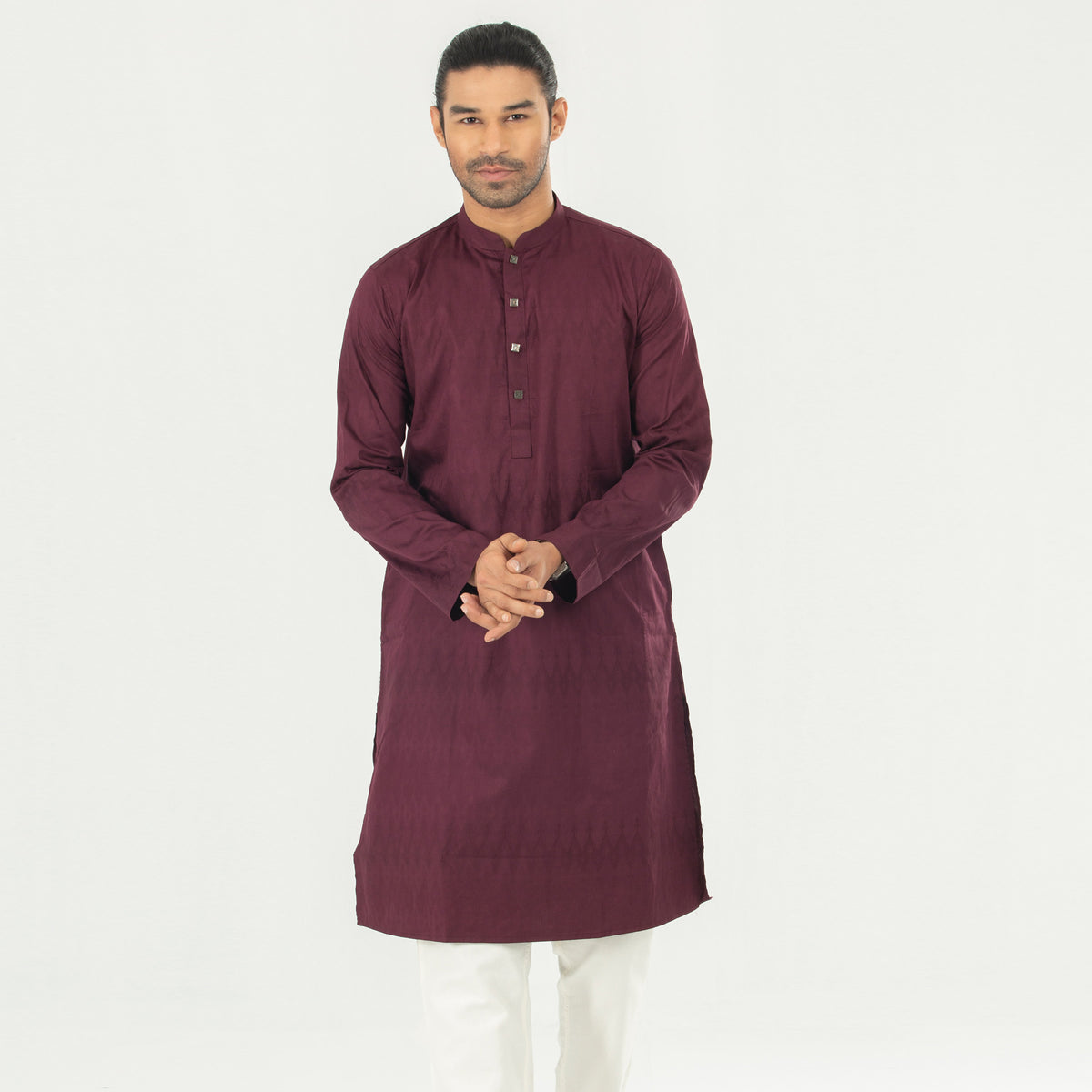 Semi Fit Casual Panjabi - Deep Maroon