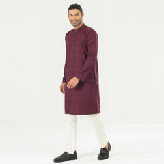 Semi Fit Casual Panjabi - Deep Maroon