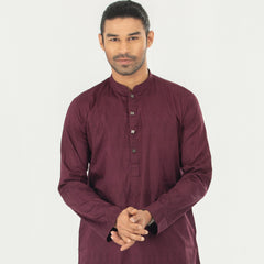 Semi Fit Casual Panjabi - Deep Maroon