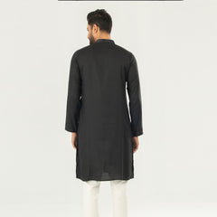 Textured Semi Fit Panjabi - Black