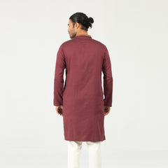 Semi Fit Embro Panjabi - Maroon