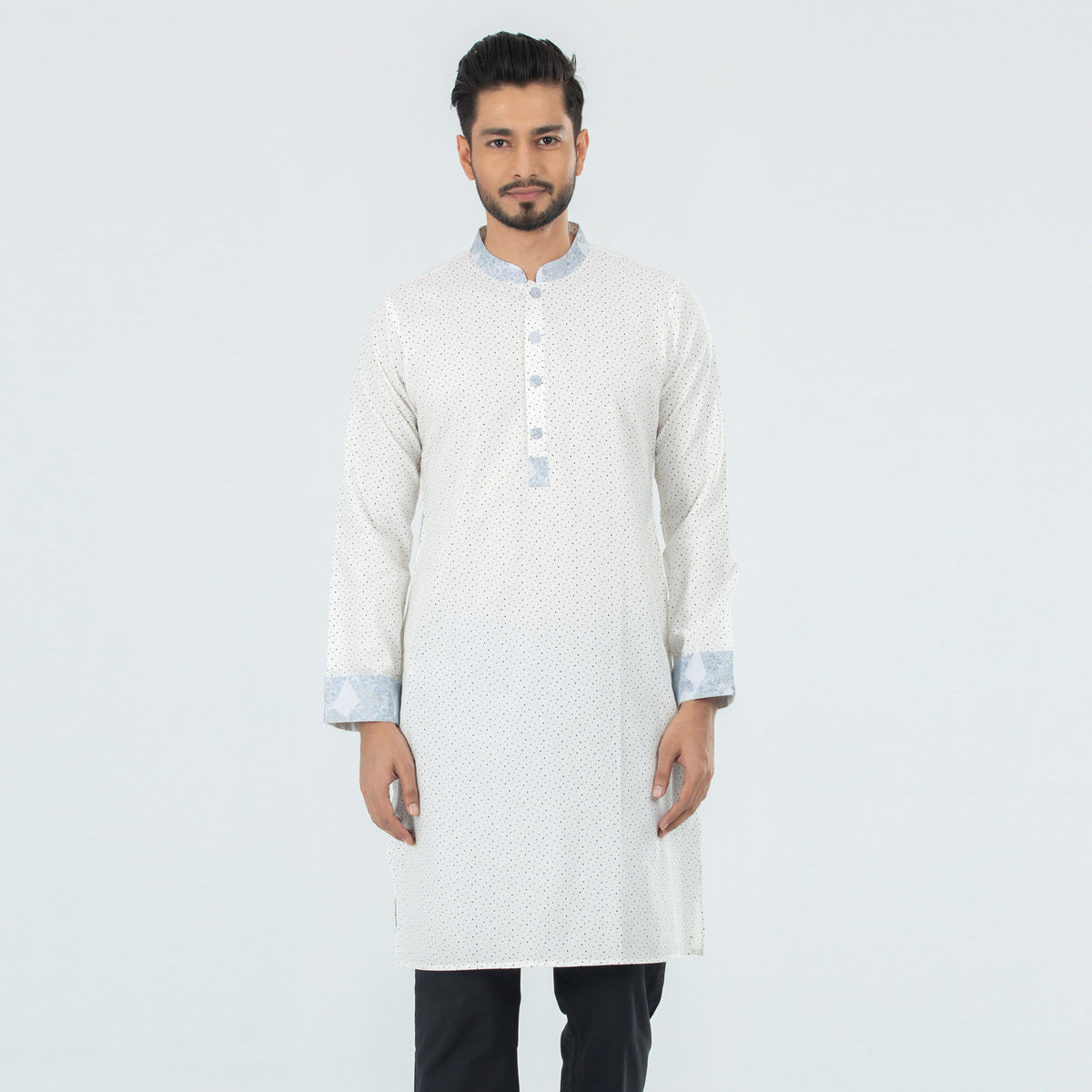 Printed Casual Panjabi - White