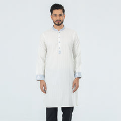 Printed Casual Panjabi - White