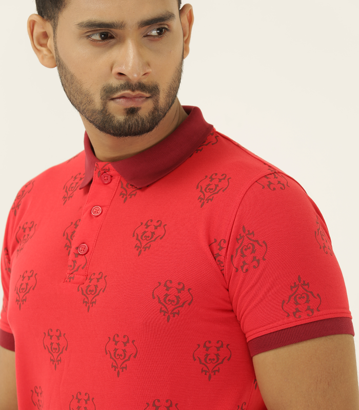 Printed polo- Red - Masculine