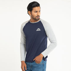 Raglan Long Sleeve T-shirt- Navy & Grey