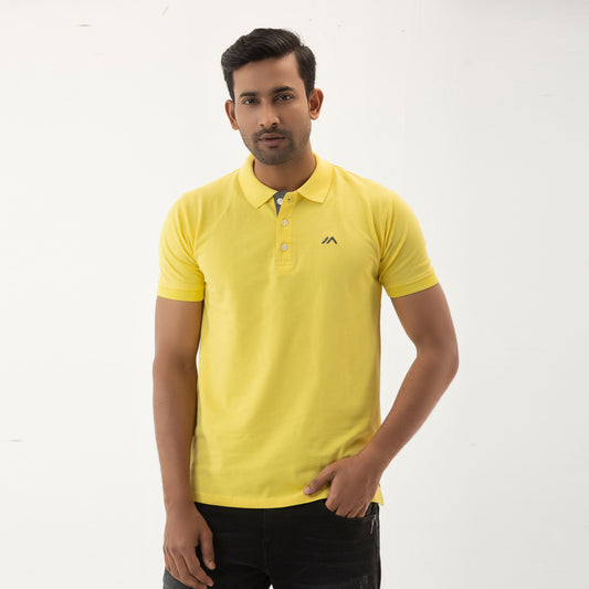 Solid Polo Shirt- Light Yellow - Masculine