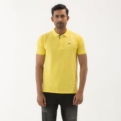 Solid Polo Shirt- Light Yellow - Masculine