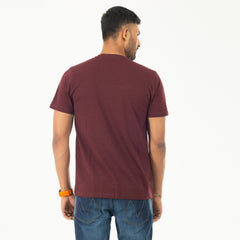 Solid V-neck T-shirt - Maroon