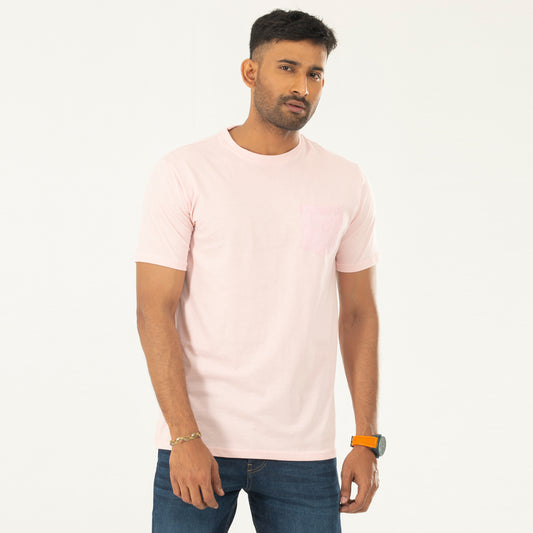 Pocket Solid T-Shirt - Pastel pink