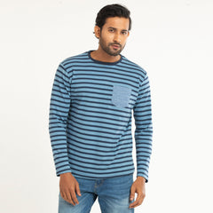 Stripe Long Sleeve T-shirt- Blue & navy