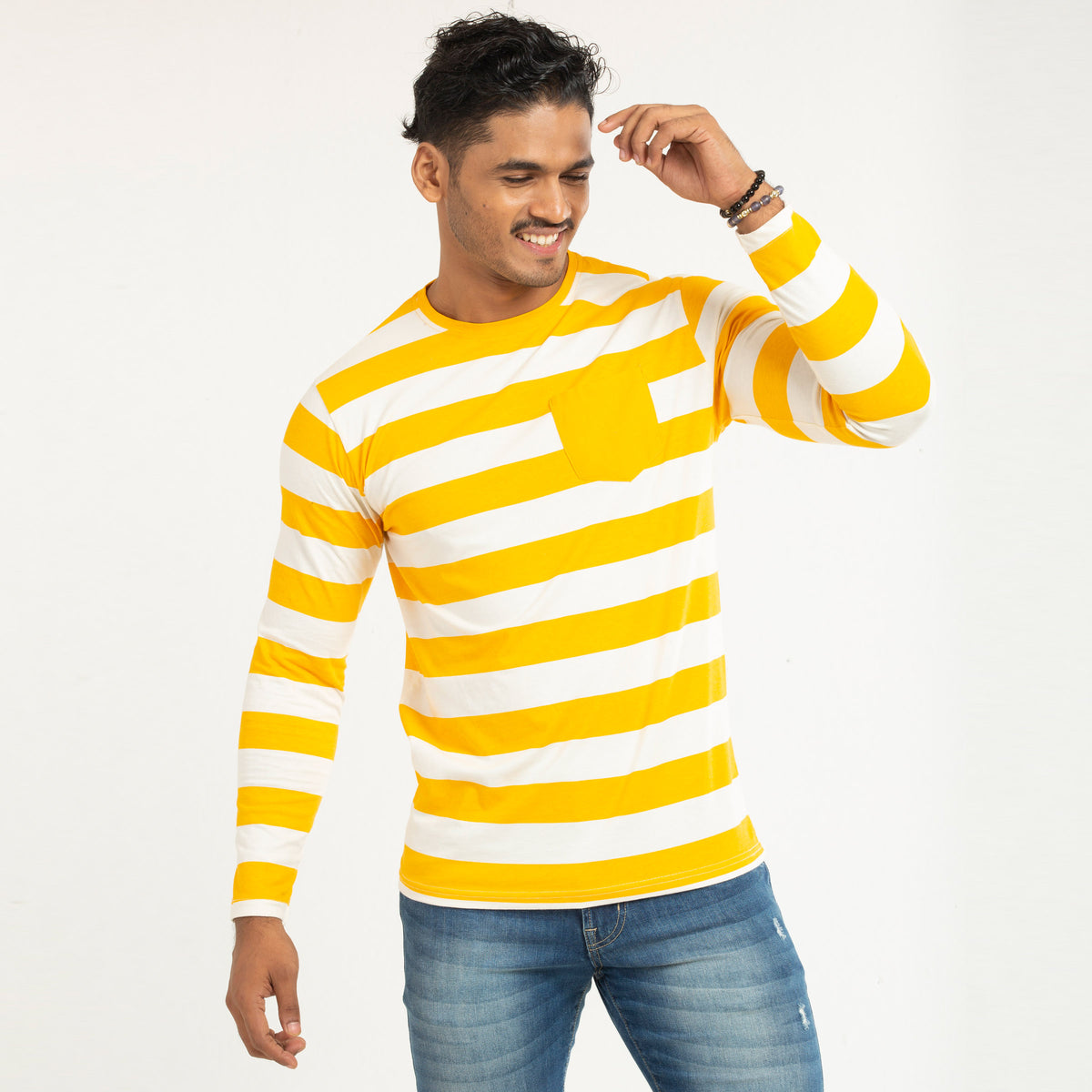 Stripe  Long Sleeve T-shirt- Lime Yellow