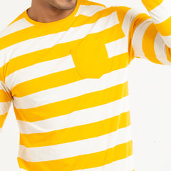 Stripe  Long Sleeve T-shirt- Lime Yellow