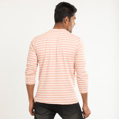 Stripe Long Sleeve T-shirt- pastel pink