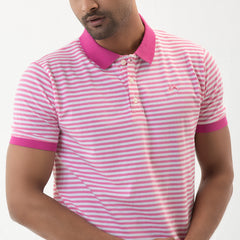 Stripe polo Shirt- Pink