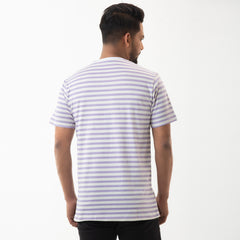 Stripe Pocket T-shirt- Purple & white - Masculine