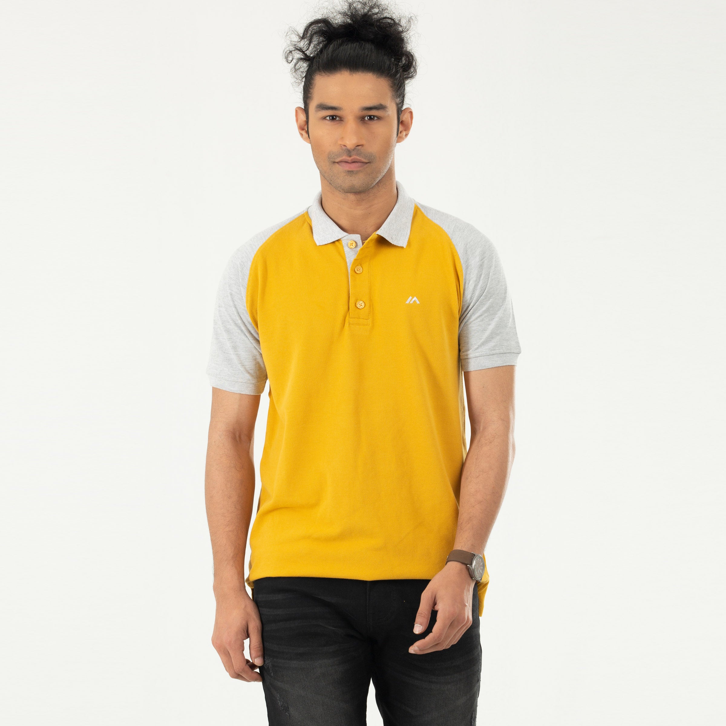 Raglan Polo shirt-Lime Yellow