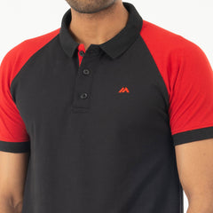 Raglan Polo shirt- Black
