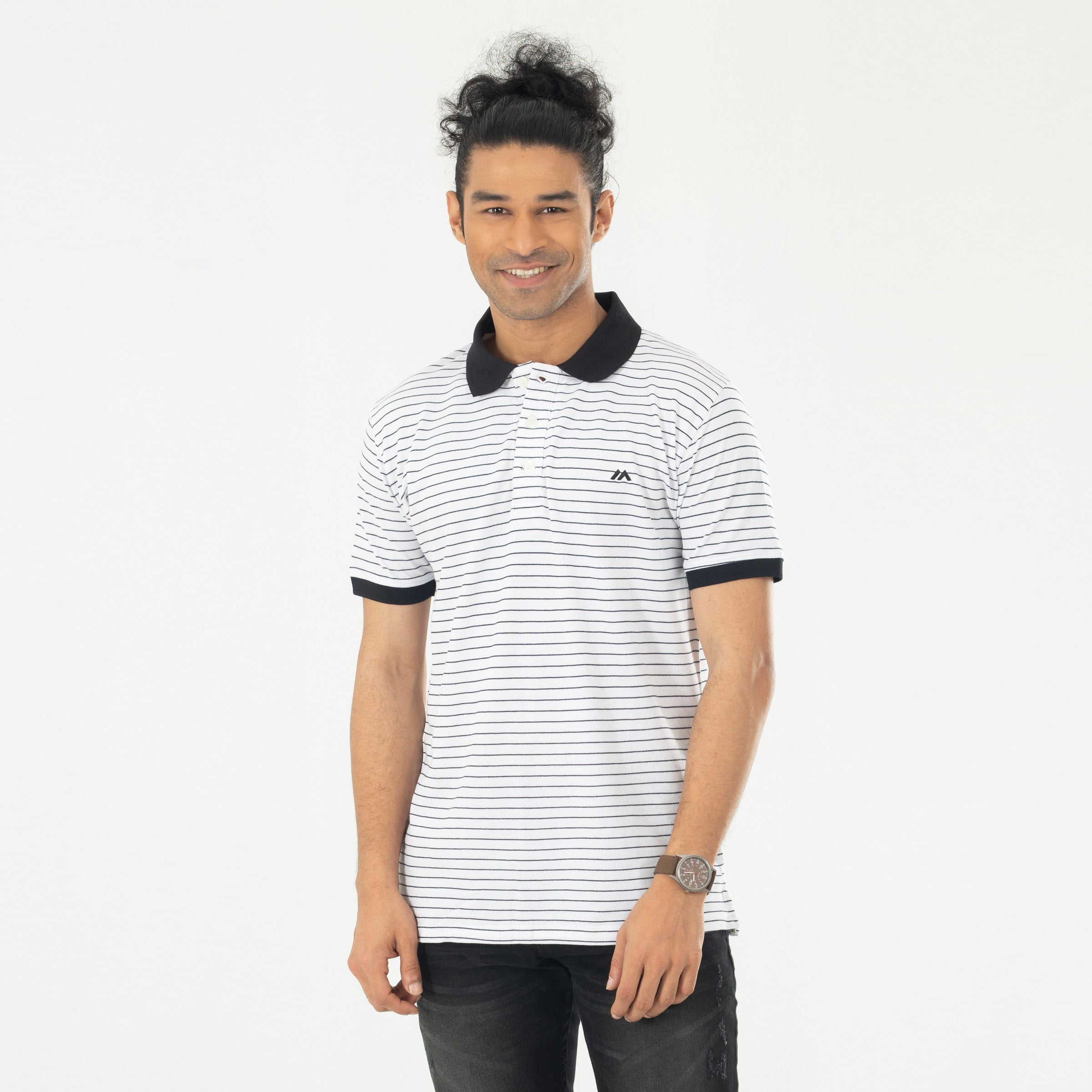 Stripe Polo Shirt- White