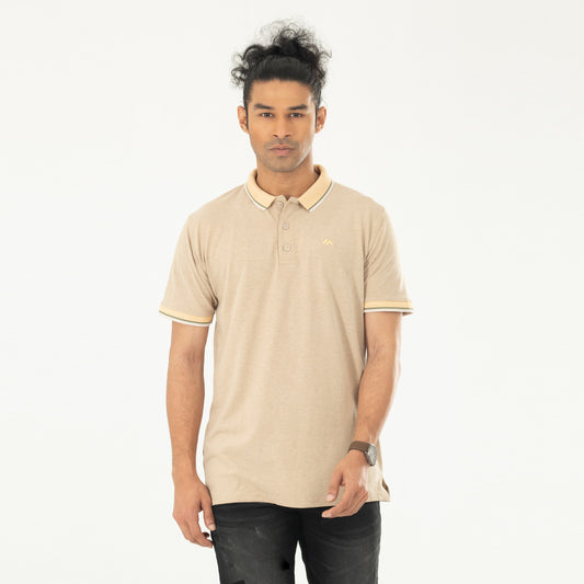 Cozy Pique Half Sleeve Polo Shirt - Biscuit