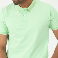 Cozy Pique Half Sleeve Polo Shirt- Lime