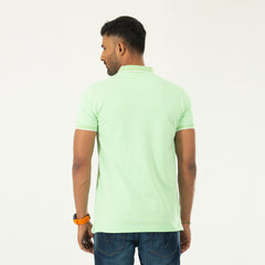 Cozy Pique Half Sleeve Polo Shirt- Lime